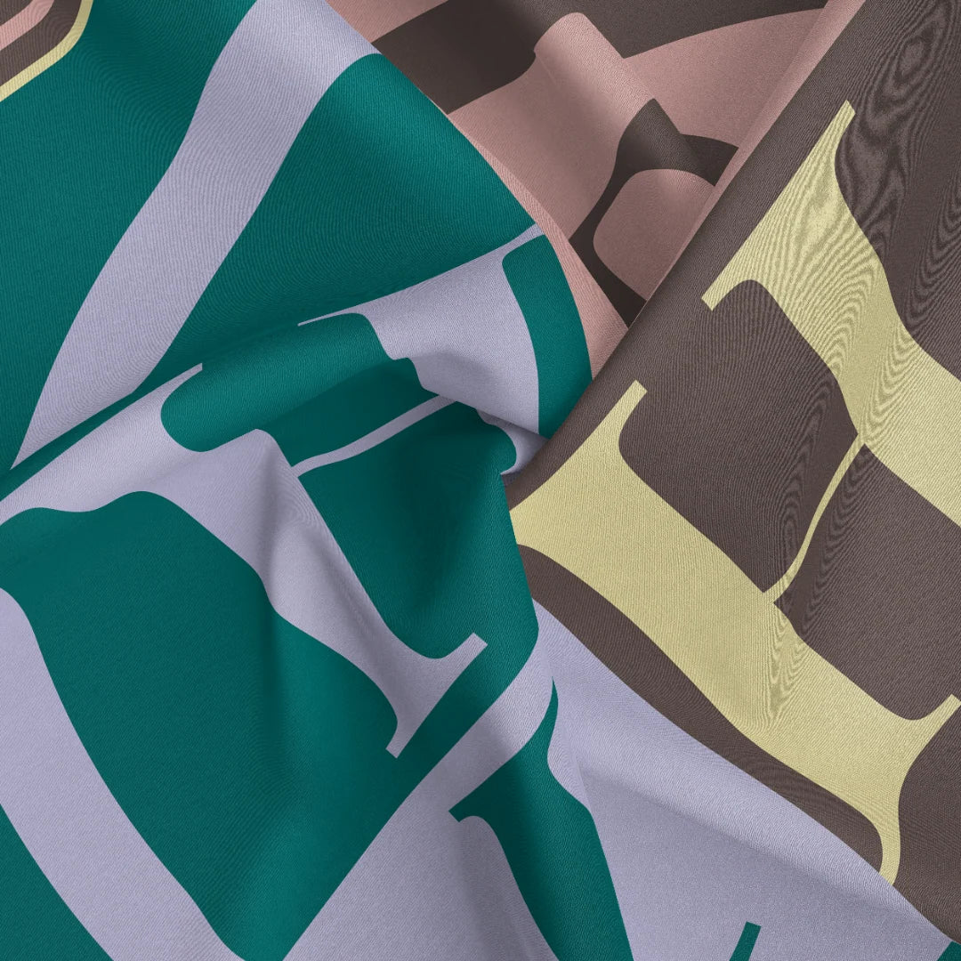 Colour Block - Brown & Yellow, Lilac & Green Silk Scarf