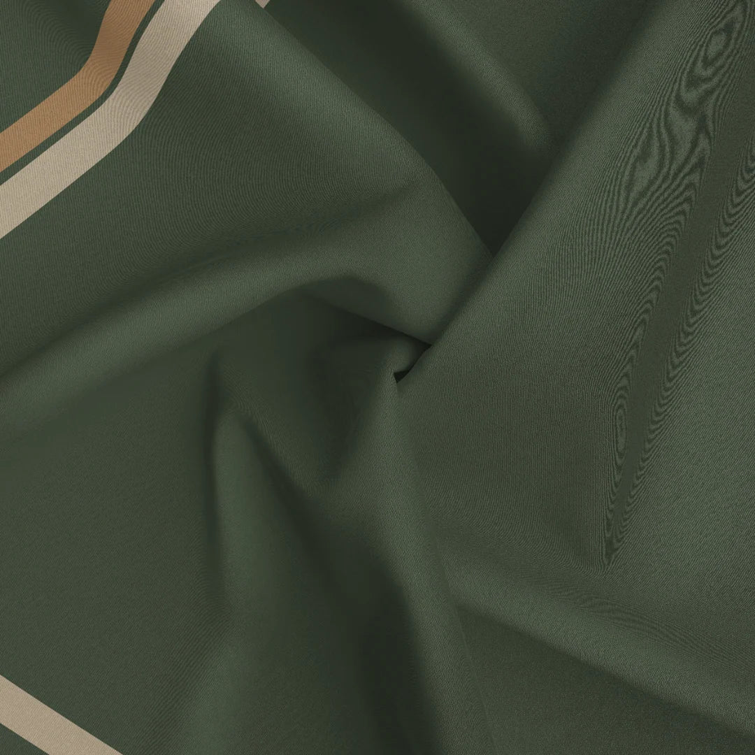 Classique Deep Green & Tan Silk Scarf