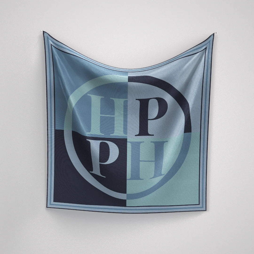 Colour Block - Navy, Blue & Aqua Silk Scarf