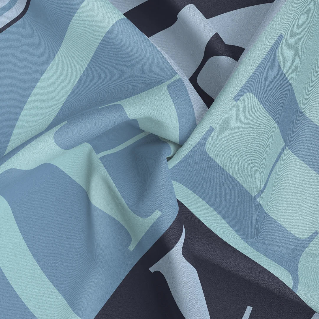 Colour Block - Navy, Blue & Aqua Silk Scarf
