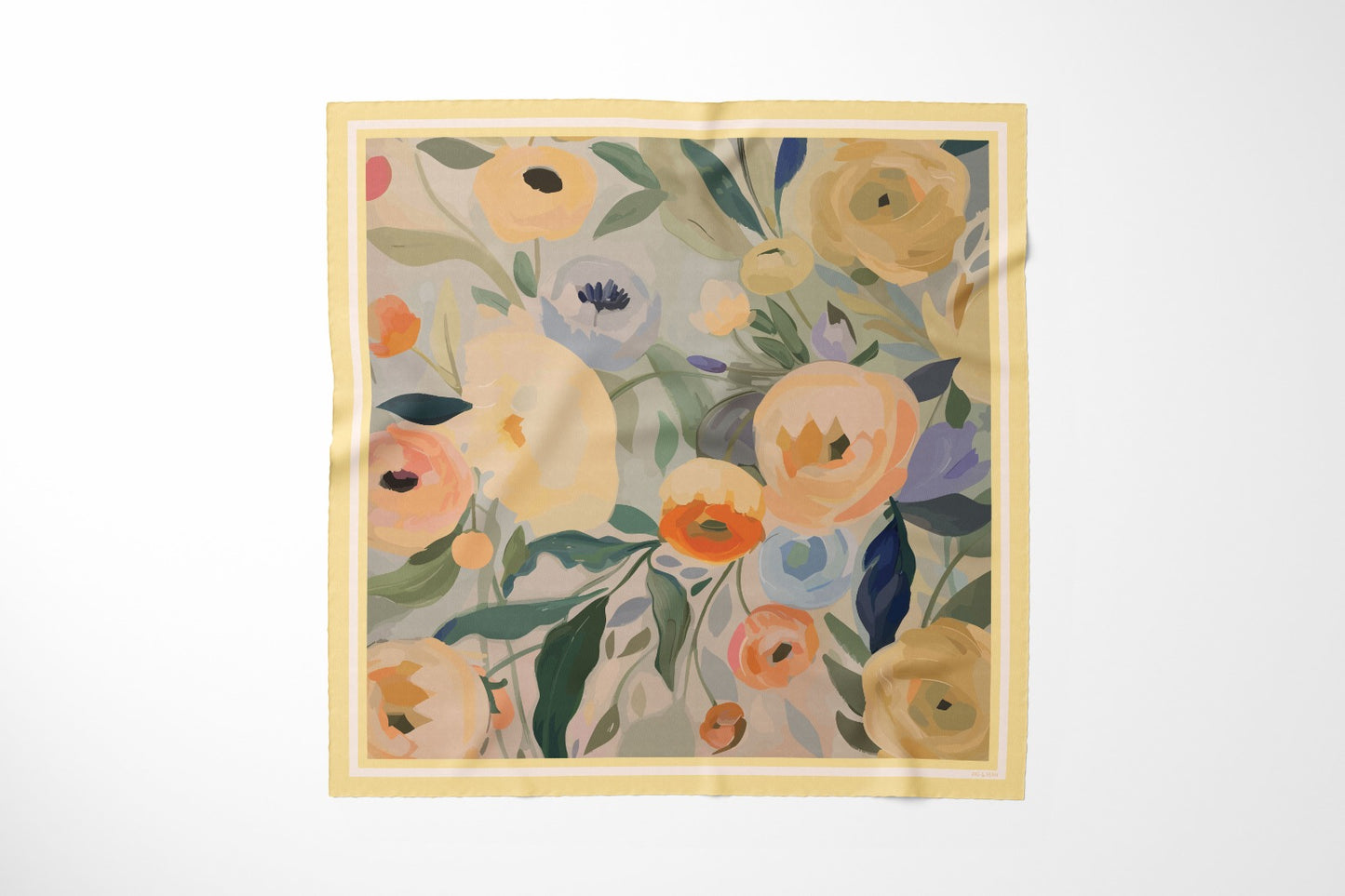 Yellow Florals Silk Scarf